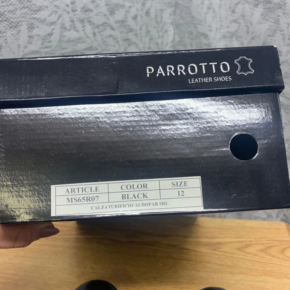 NIB Parrotto Mens Black Genuine Leather Loafers 12 Dress‎ Shoes Made in Italy